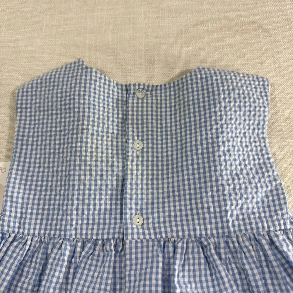 Petit Ami Dress Kids 4 Blue Gingham Seersucker Coastal Nautical Southern